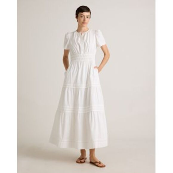 Quince Dresses & Skirts - Quince Women 100% Organic Cotton Poplin Tiered Maxi Dress Classic White S